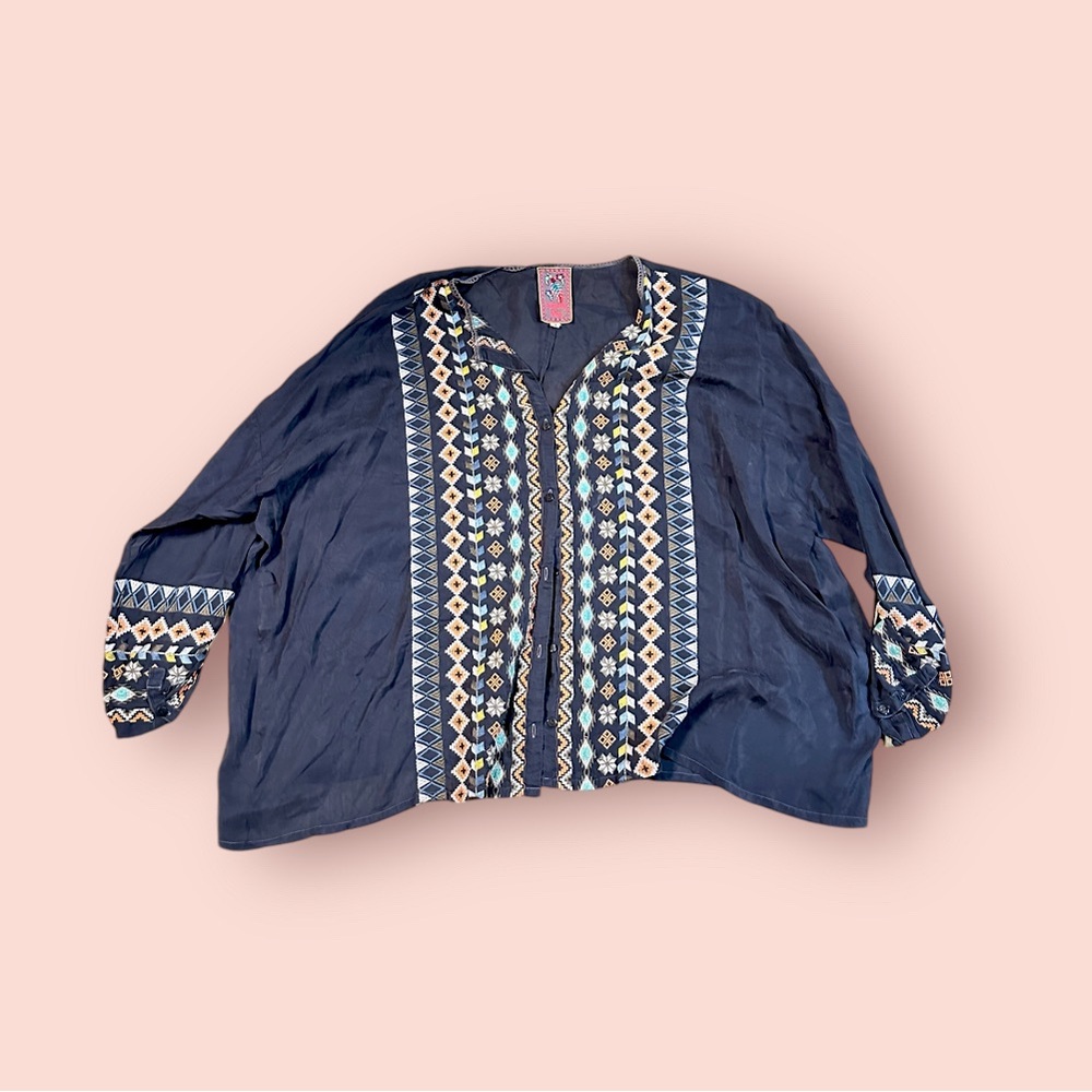 Johnny‎ Was Embroidered Long Sleeve Blouse Size Small